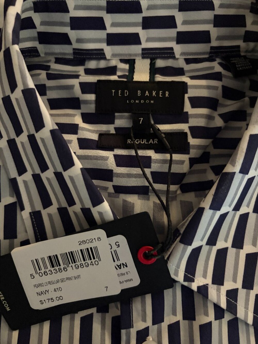 Ted Baker London Shirt Mens 7 Blue White Cotton Button Up New